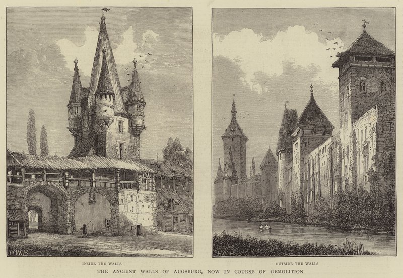 De gamle murene i Augsburg, nå under riving av Henry William Brewer