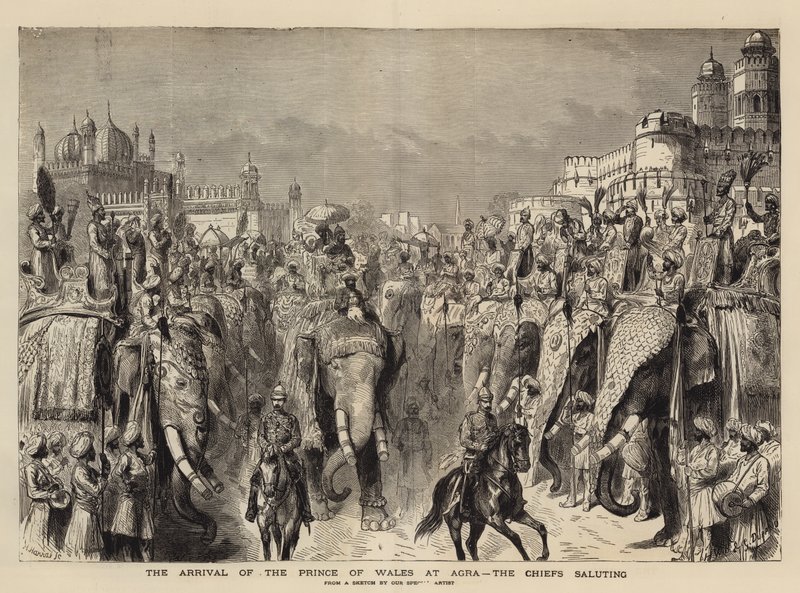 Ankomsten av prinsen av Wales til Agra, høvdingene hilser av Henry William Brewer