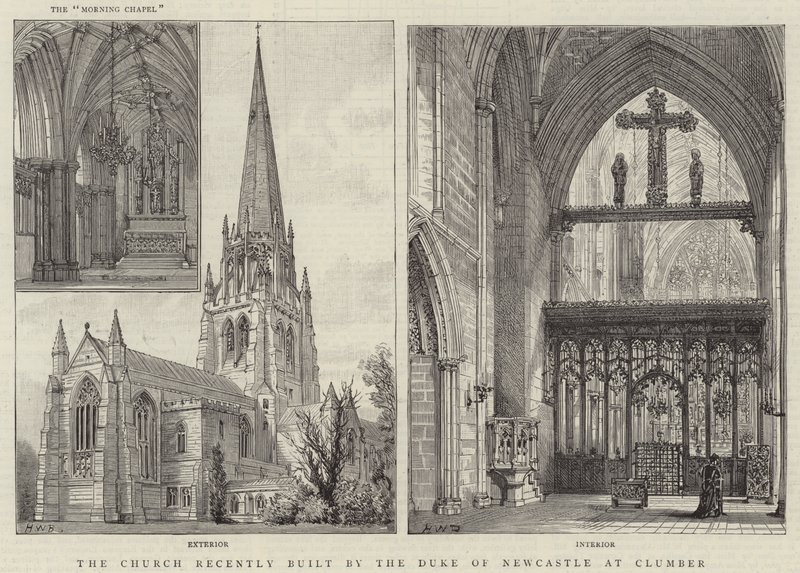 Kirken nylig bygget av hertugen av Newcastle i Clumber av Henry William Brewer
