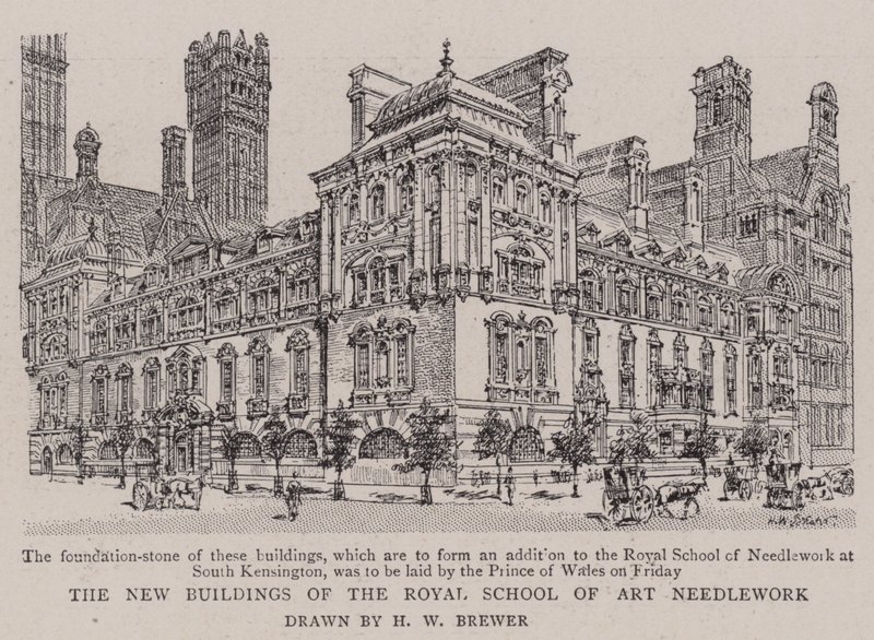 De nye bygningene til Royal School of Art Håndarbeid av Henry William Brewer