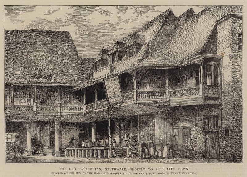 The Old Tabard Inn, Southwark, skal snart rives ned av Henry William Brewer