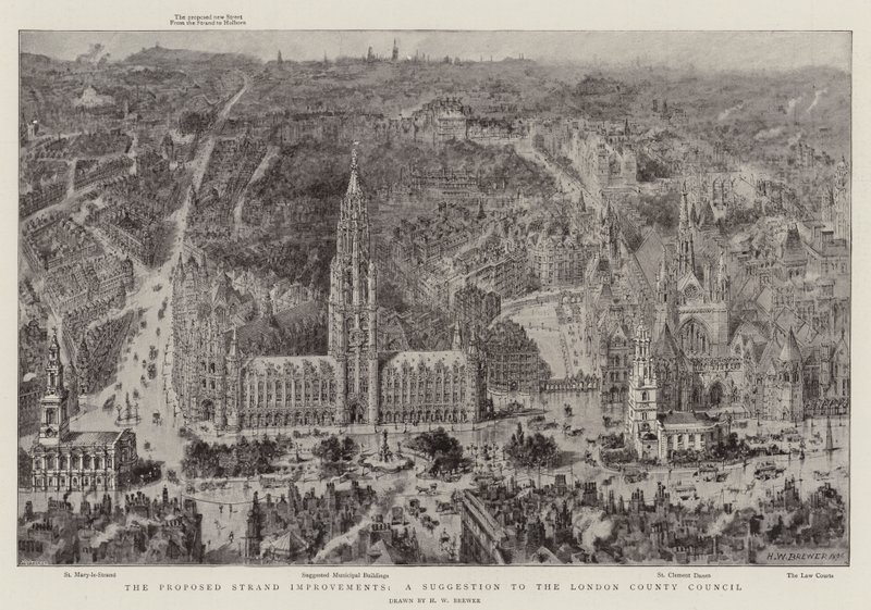 De foreslåtte strandforbedringene, et forslag til London County Council av Henry William Brewer