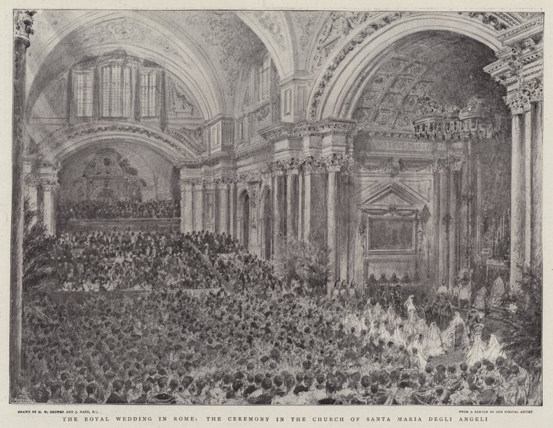 Det kongelige bryllup i Roma, seremonien i kirken Santa Maria Degli Angeli av Henry William Brewer