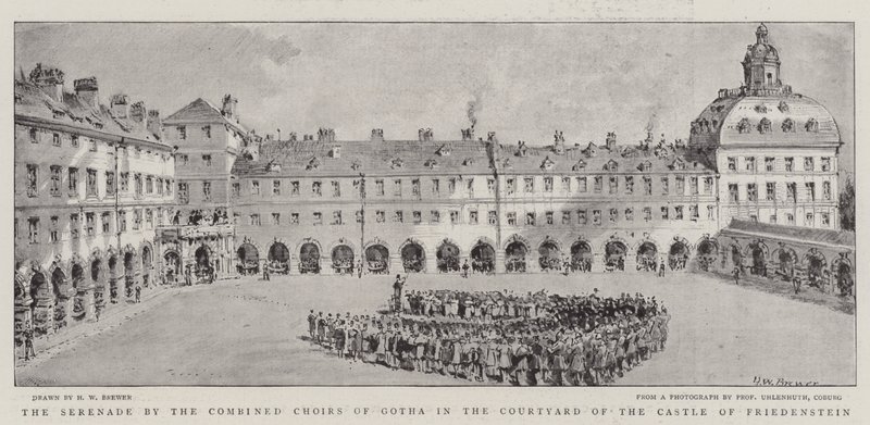 Serenade av de kombinerte korene i Gotha i gårdsplassen til slottet i Friedenstein av Henry William Brewer