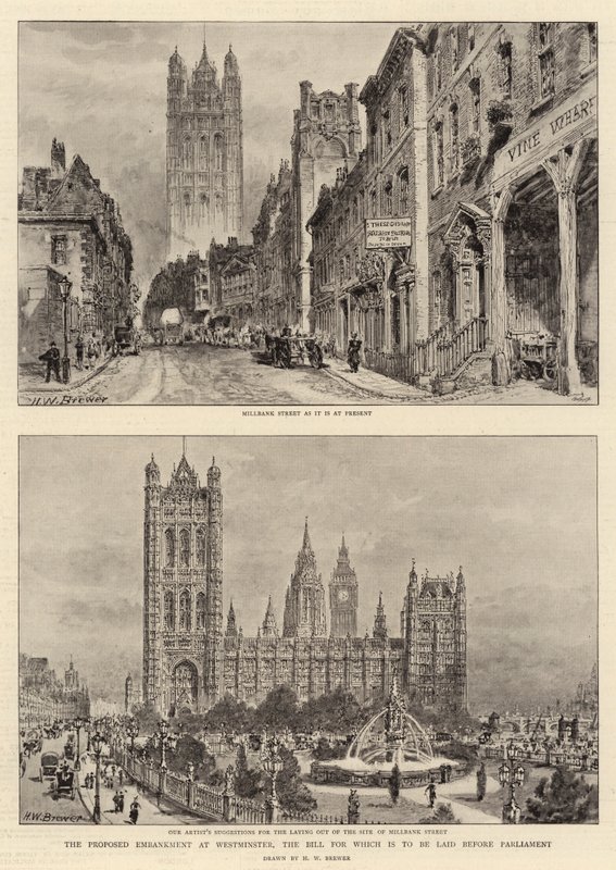 Den foreslåtte vollen i Westminster, som lovforslaget skal legges frem for parlamentet av Henry William Brewer