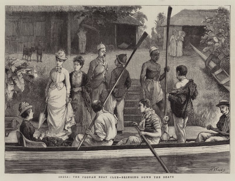 India, Poonah Boat Club, tar ned båtene av Henry Woods