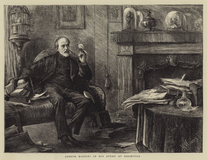Joseph Mazzini i sin studie ved Brompton av Henry Woods