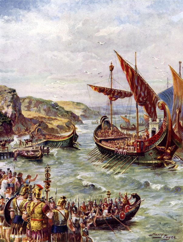 Romernes avgang (farge litho) av Henry Payne