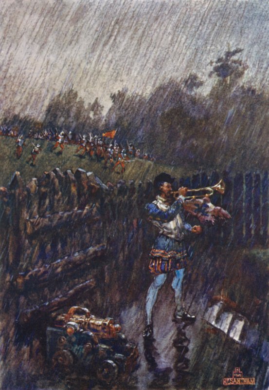 En alarm, for sent! (farge litho) av Henry (after) Sandham