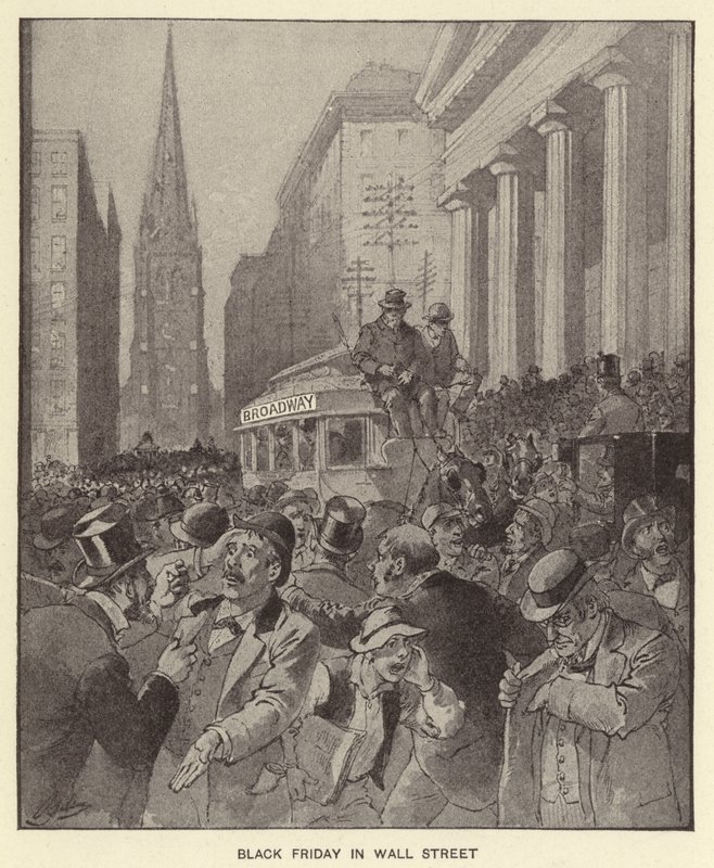 Black Friday i Wall Street (litho) av Henry Alexander (after) Ogden
