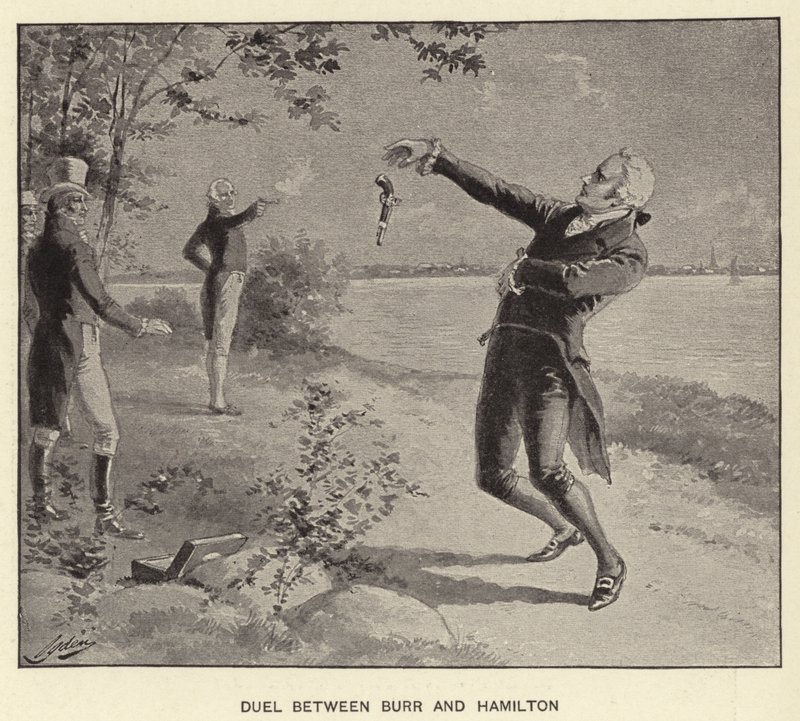 Duell mellom Burr og Hamilton (litho) av Henry Alexander (after) Ogden
