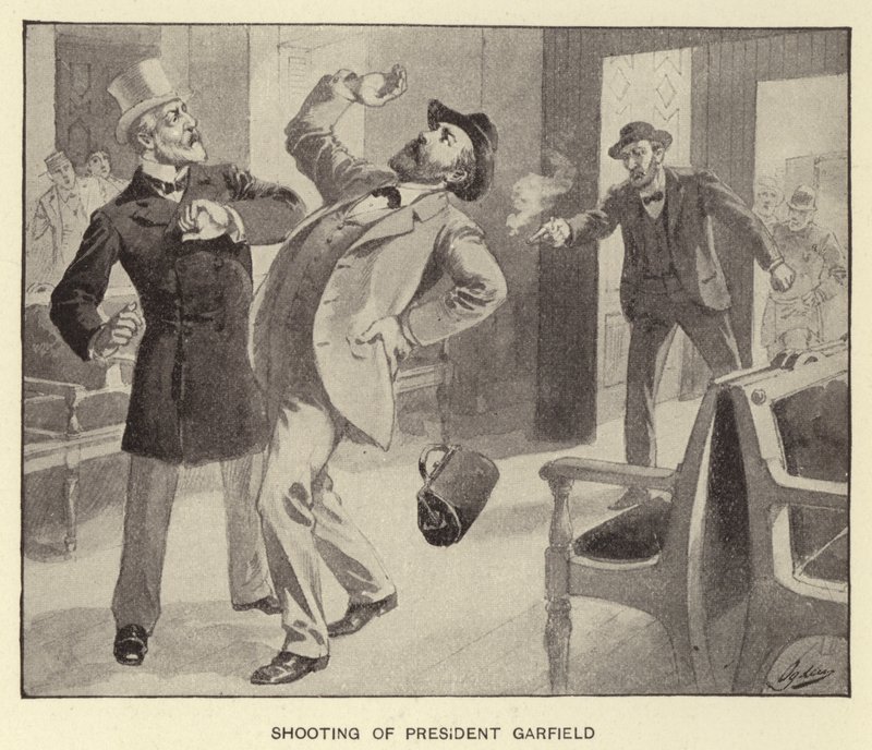 Skyting av president Garfield (litho) av Henry Alexander (after) Ogden
