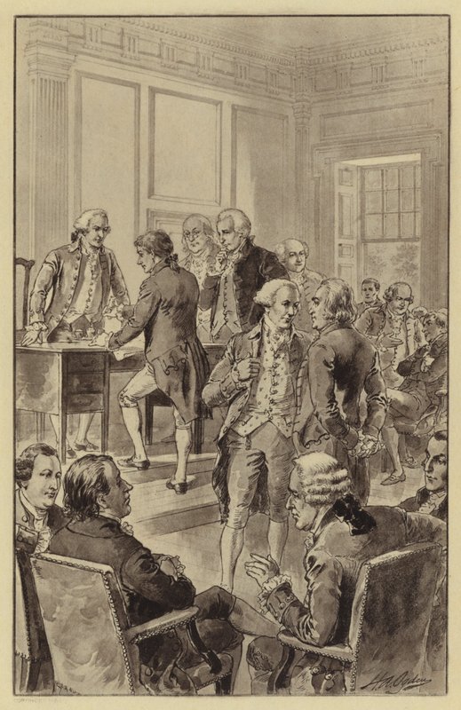 Signering av uavhengighetserklæringen, 4. juli 1776 (litho) av Henry Alexander (after) Ogden