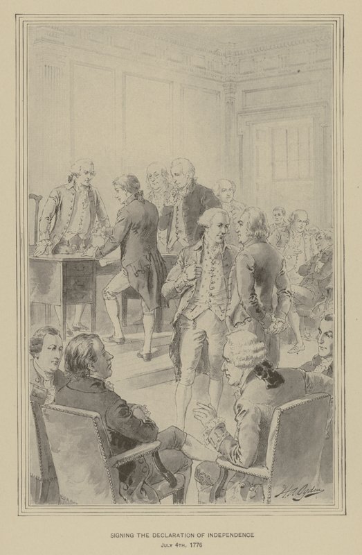Signering av uavhengighetserklæringen, 4. juli 1776 (litho) av Henry Alexander (after) Ogden