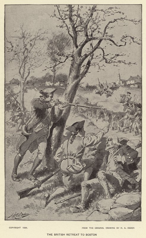 British Retreat til Boston (litho) av Henry Alexander (after) Ogden