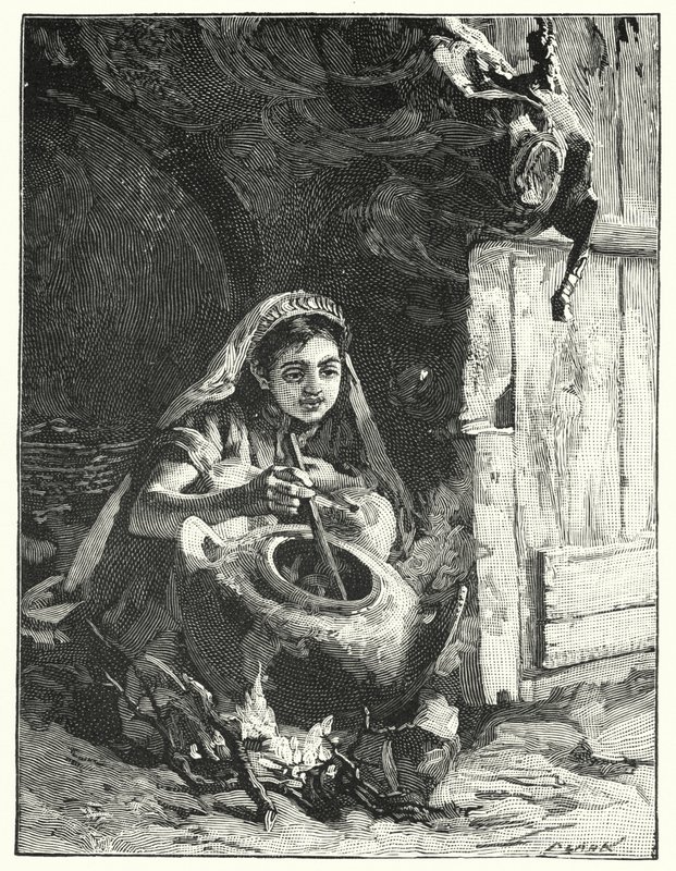 En sydende gryte eller kalderon (litho) av Henry Andrew Harper