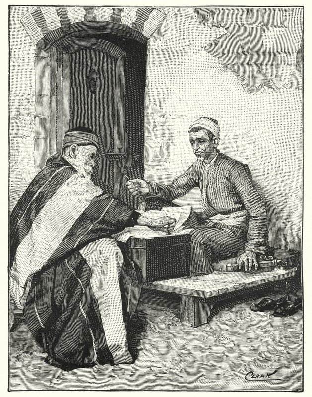 En østlig forfatter som forsegler et brev (litho) av Henry Andrew Harper