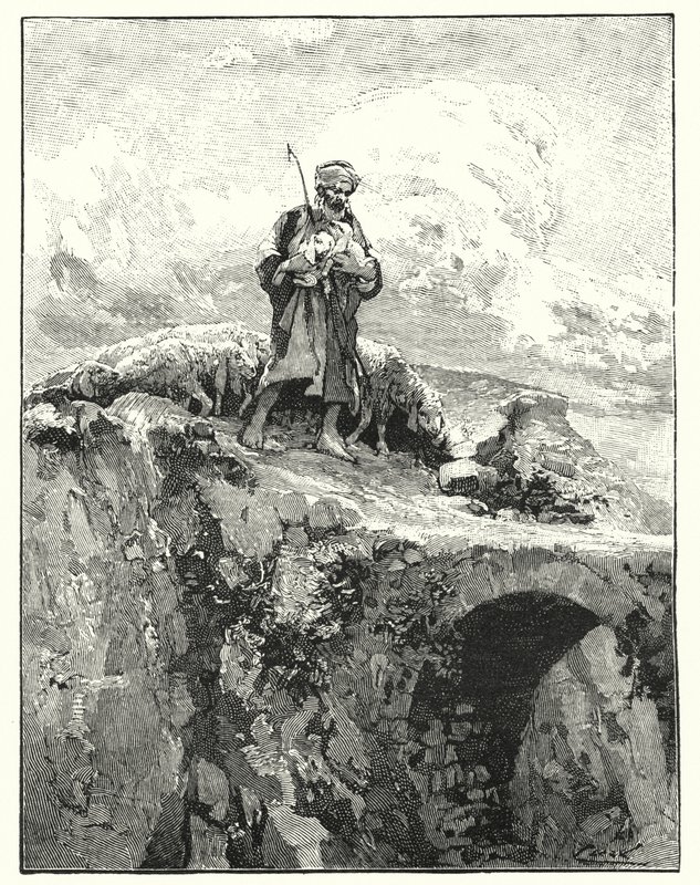 Bro uten brystning over Jordan (litho) av Henry Andrew Harper