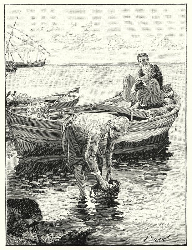 Fiskere ved Tiberiashavet (litho) av Henry Andrew Harper