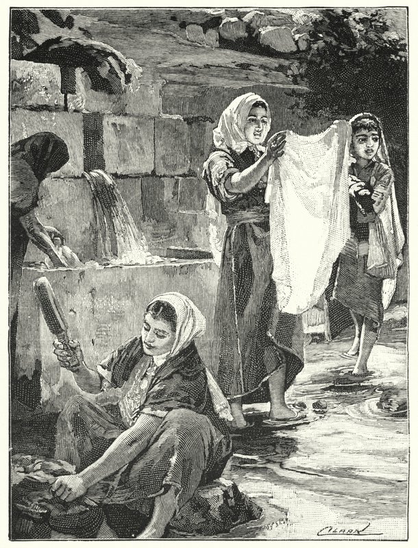 Fontene ved Lifta i Samaria (litho) av Henry Andrew Harper