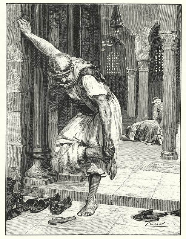 Å sette av seg sko, en østlig skikk (litho) av Henry Andrew Harper