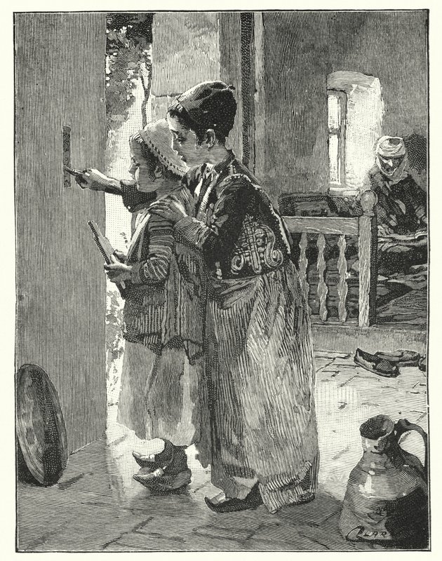 Vedtekter og lover på dørstolpen til jødens hus (litho) av Henry Andrew Harper