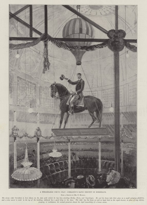 En bemerkelsesverdig sirkusprestasjon, Corradinis raske nedstigning av hesteryggen av Henry Charles Seppings Wright