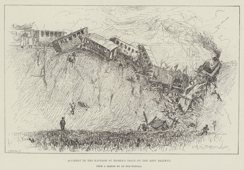 Ulykke med keiseren av Russlands tog på Azov-jernbanen av Henry Charles Seppings Wright