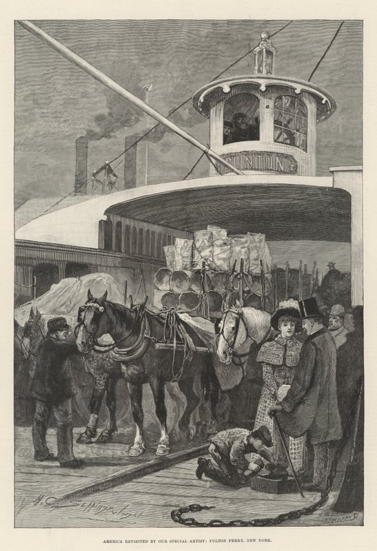 Amerika besøkt av vår spesielle artist, Fulton Ferry, New York av Henry Charles Seppings Wright
