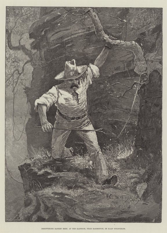 Oppdage Banket Reef, ved Kantoor, nær Barberton, De Kaap Goldfields av Henry Charles Seppings Wright
