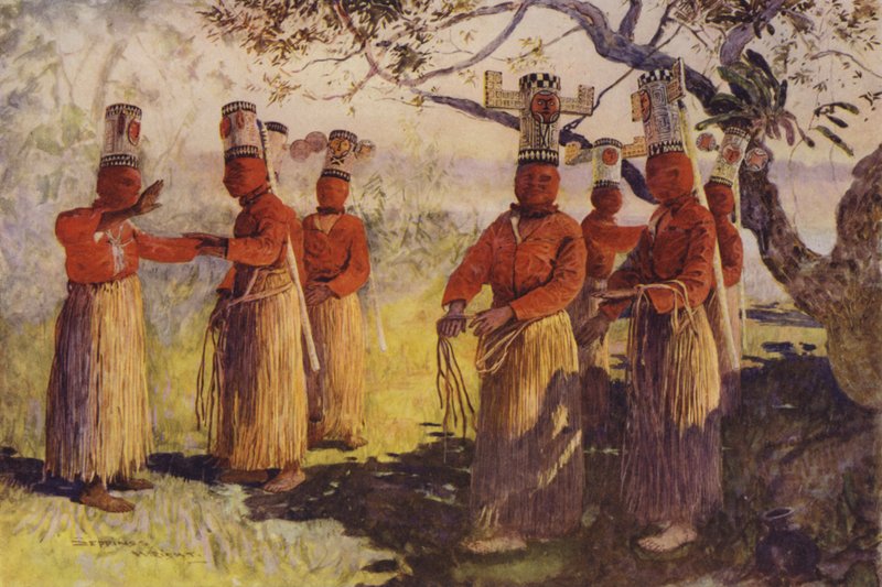 Masked Dancers of Opaina, River Apaporis, Brasil av Henry Charles Seppings Wright