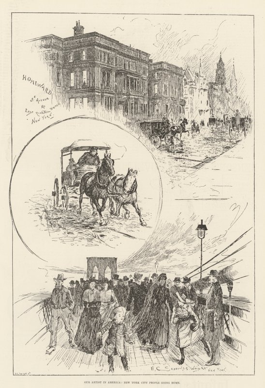 Artisten vår i Amerika, New York City Folk går hjem av Henry Charles Seppings Wright