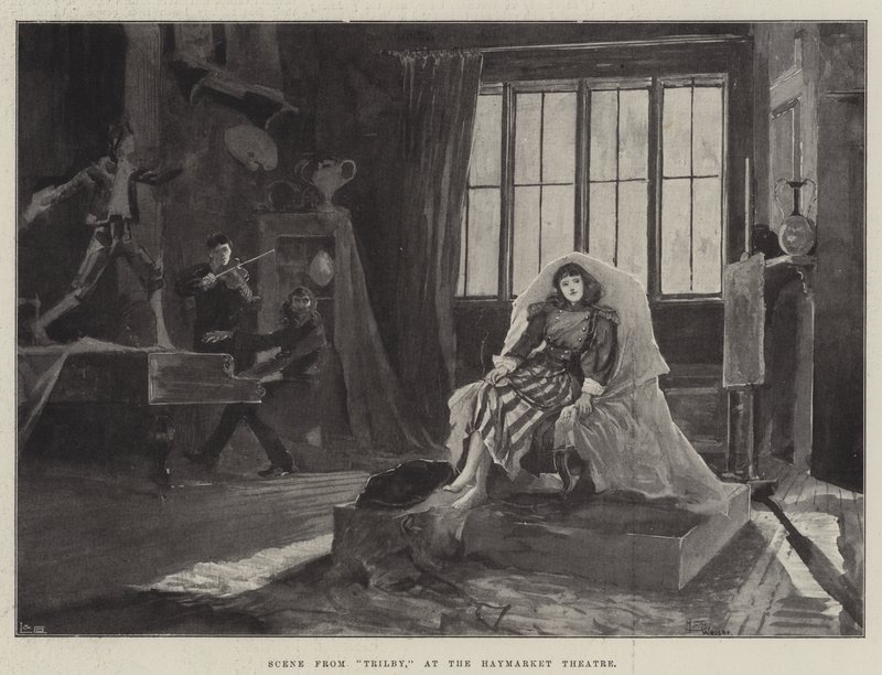 Scene fra Trilby, på Haymarket Theatre av Henry Charles Seppings Wright