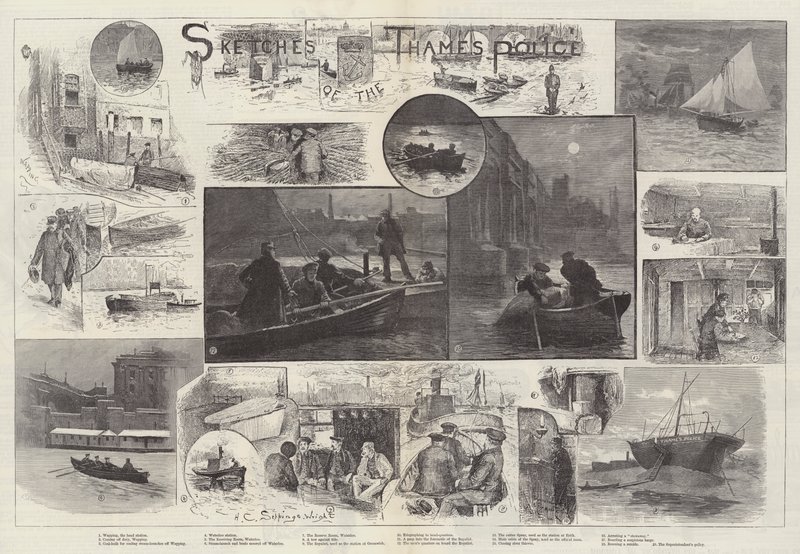 Skisser av Thames Police av Henry Charles Seppings Wright
