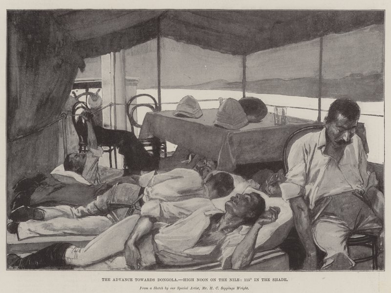 Fremskrittet mot Dongola, høymiddag på Nilen, 115° i skyggen av Henry Charles Seppings Wright