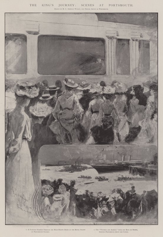 Kongens reise, scener i Portsmouth av Henry Charles Seppings Wright