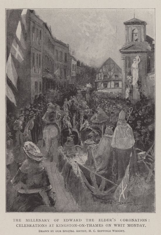Tusenårsjubileet for Edward den eldstes kroning, feiringer i Kingston-on-Thames på pinsedag av Henry Charles Seppings Wright