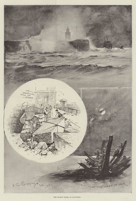 Den nylige stormen ved Holyhead av Henry Charles Seppings Wright