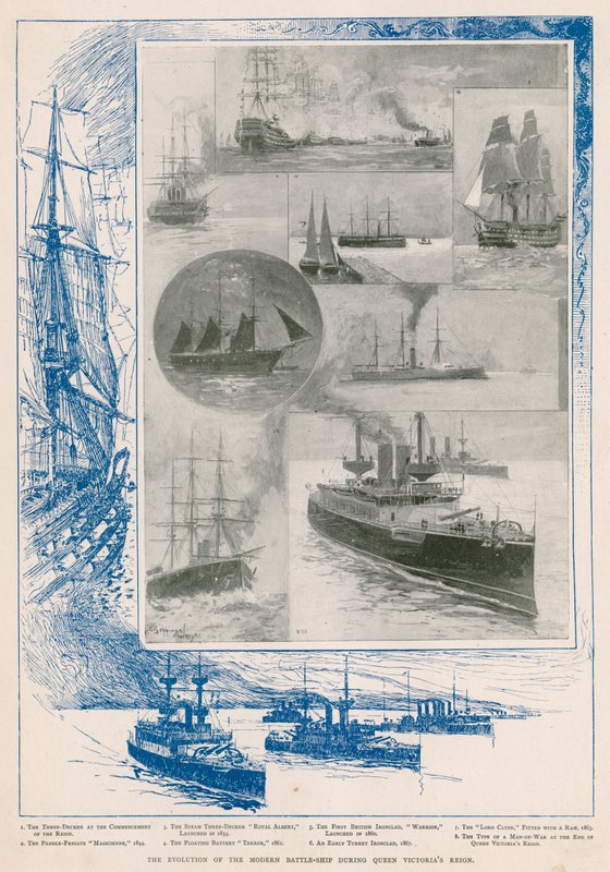 Royal Navy i viktoriansk tid: utviklingen av slagskipet under dronningens regjeringstid (fotogravyr) av Henry Charles Seppings Wright