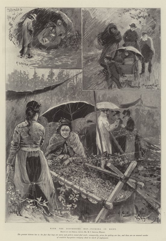 Med de nødlidende humleplukkerne i Kent av Henry Charles Seppings Wright