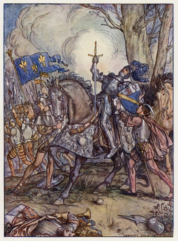 The Death of Bayard (farge litho) av Henry Cole