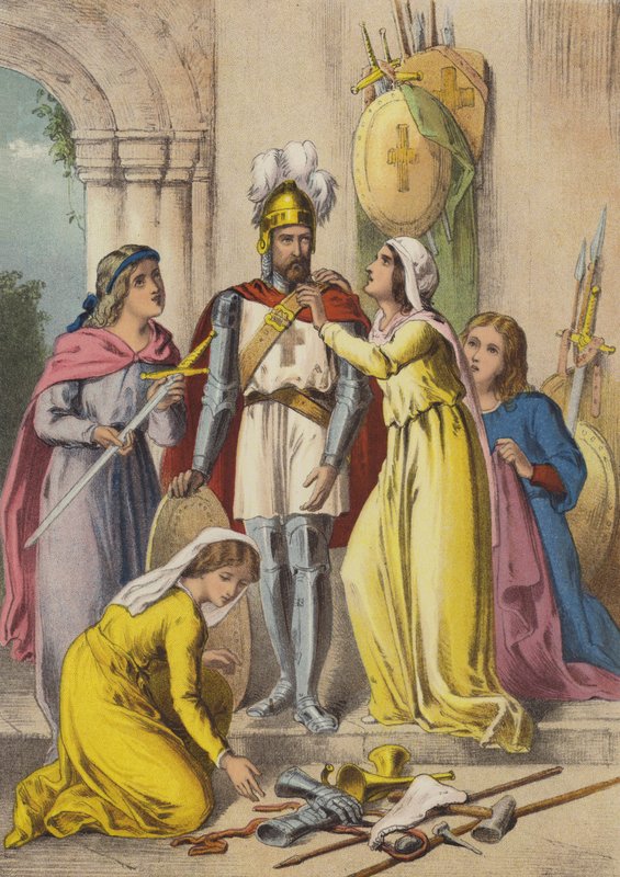 Christian bevæpnet (chromolitho) av Henry Courtney (after) Selous