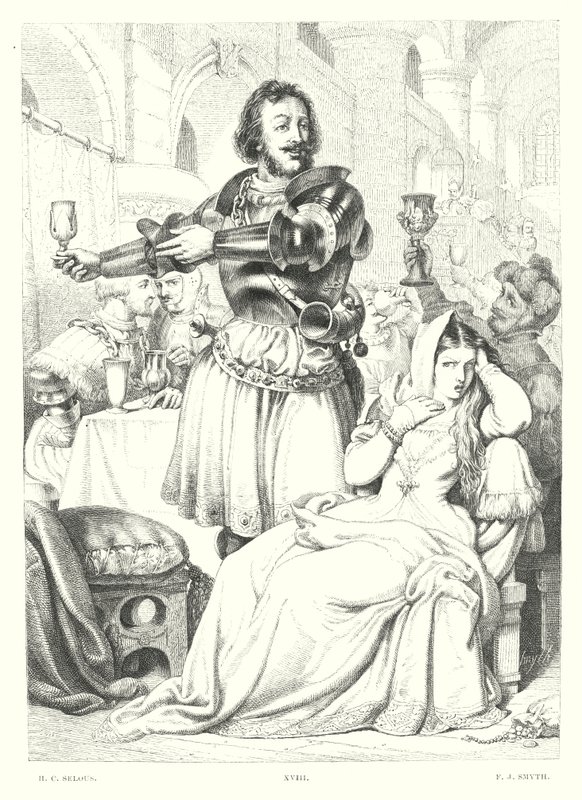 Lord Byrons barn Harold, Canto III, strofe 48 (gravering) av Henry Courtney (after) Selous