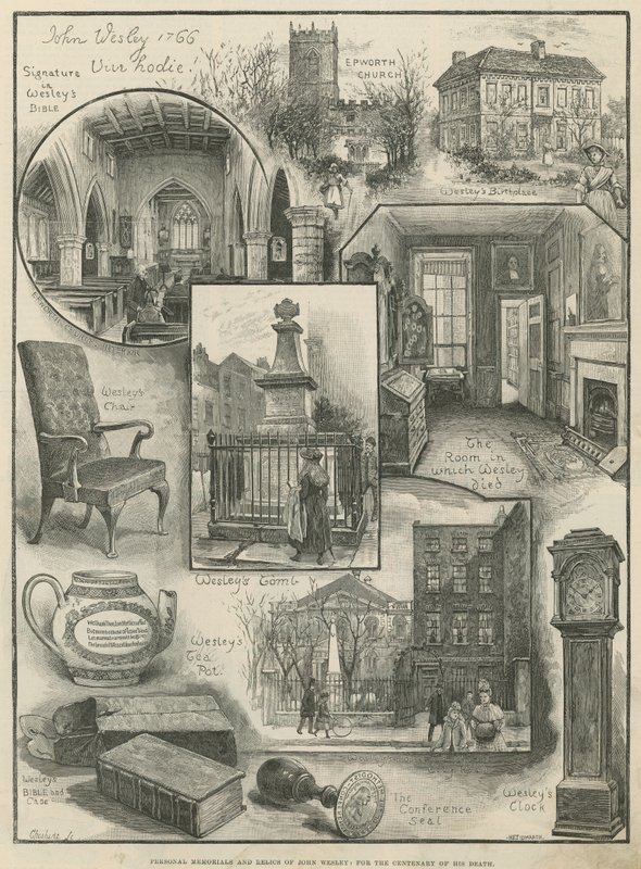 Personlige minnesmerker og relikvier av John Wesley: for hundreårsdagen for hans død (gravering) av Henry Edward Tidmarsh