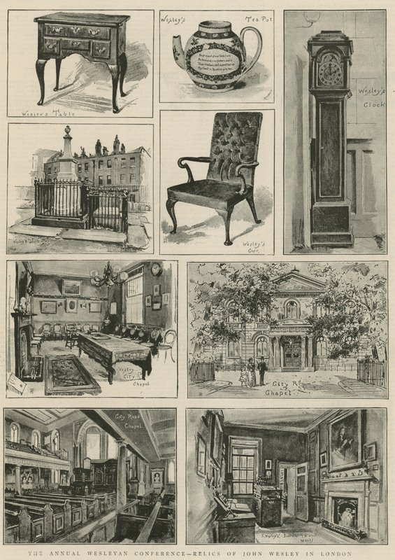 Den årlige Wesleyan-konferansen - relikvier av John Wesley i London (gravering) av Henry Edward Tidmarsh