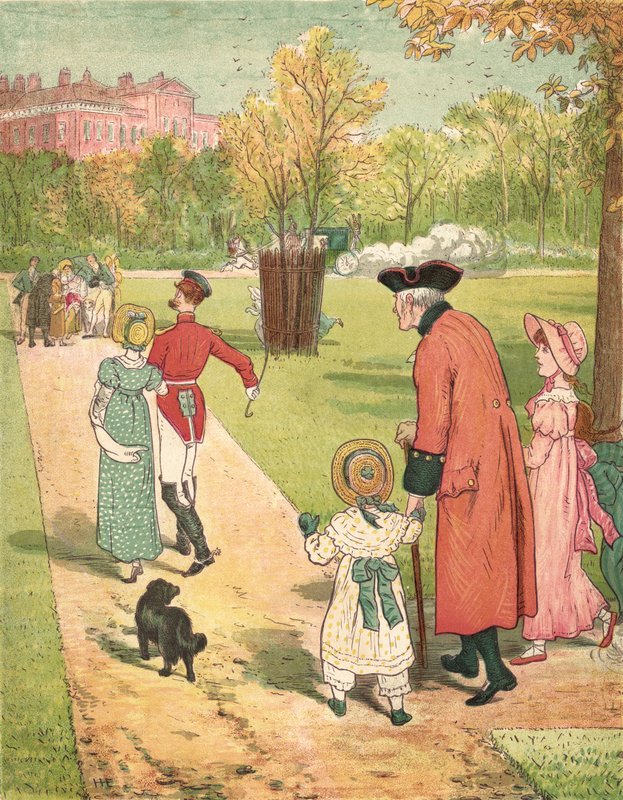 Løper for å se prinsessen (farge litho) av Henry Hetherington Emmerson