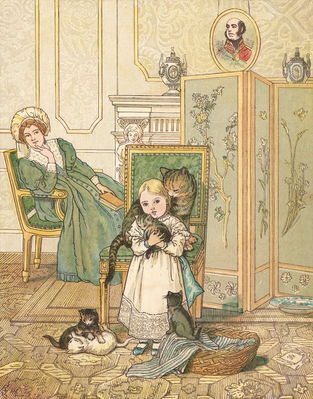 Prinsessen og kattungene hennes (farge litho) av Henry Hetherington Emmerson