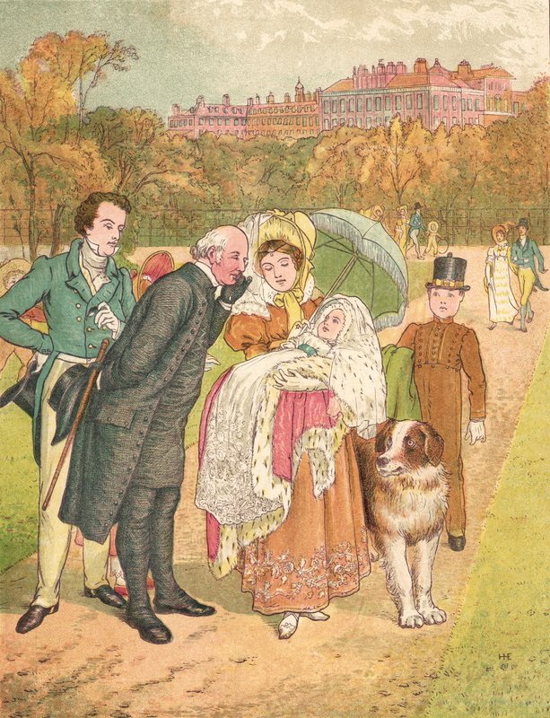 Prinsessen og biskopen (farge litho) av Henry Hetherington Emmerson