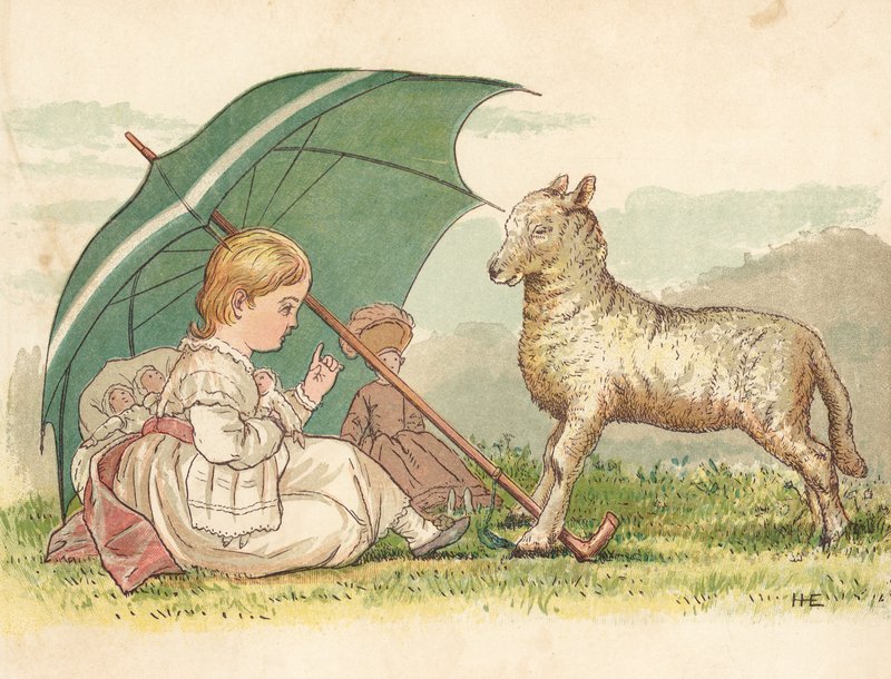 Prinsessen og lammet (farge litho) av Henry Hetherington Emmerson