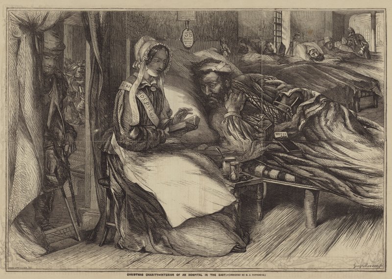 Christmas Charity, interiøret til et sykehus i øst av Henry James Townsend